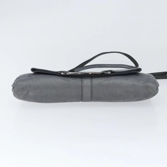 Salvatore Ferragamo Vala Shoulder Bag Suede Gray Silver Auth 149149 - Picture 7 of 16